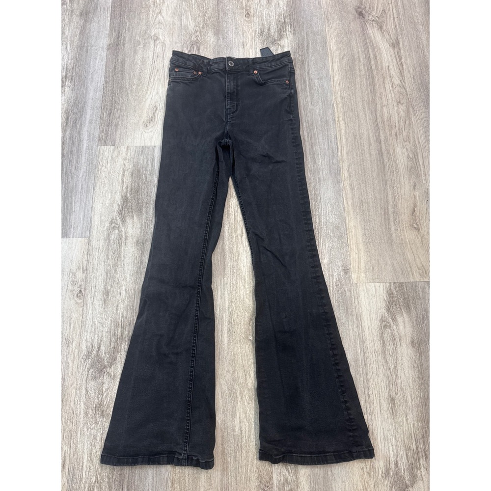 Zara Womens Black High Waisted Flare Bell Bottom Jeans Size 6